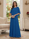 A-Line/Princess Scoop Half Sleeves Floor-Length Mother of the Bride Dresses with Beading