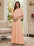 A-Line/Princess Scoop Half Sleeves Floor-Length Mother of the Bride Dresses with Beading