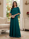 A-Line/Princess Scoop Half Sleeves Floor-Length Mother of the Bride Dresses with Beading