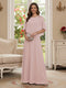 A-Line/Princess Scoop Half Sleeves Floor-Length Mother of the Bride Dresses with Beading