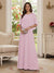 A-Line/Princess Scoop Half Sleeves Floor-Length Mother of the Bride Dresses with Beading