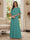 A-Line/Princess Scoop Half Sleeves Floor-Length Mother of the Bride Dresses with Beading