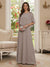 A-Line/Princess Scoop Half Sleeves Floor-Length Mother of the Bride Dresses with Beading