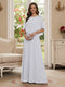 A-Line/Princess Scoop Half Sleeves Floor-Length Mother of the Bride Dresses with Beading