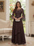 A-Line/Princess V-Neck 3/4 Sleeves Floor-Length Mother of the Bride Dresses with Lace & Applique