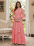 A-Line/Princess V-Neck 3/4 Sleeves Floor-Length Mother of the Bride Dresses with Lace & Applique