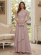 A-Line/Princess V-Neck 3/4 Sleeves Floor-Length Mother of the Bride Dresses with Lace & Applique