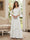A-Line/Princess V-Neck 3/4 Sleeves Floor-Length Mother of the Bride Dresses with Lace & Applique
