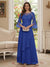 A-Line/Princess V-Neck 3/4 Sleeves Floor-Length Mother of the Bride Dresses with Lace & Applique