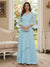 A-Line/Princess V-Neck 3/4 Sleeves Floor-Length Mother of the Bride Dresses with Lace & Applique