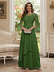 A-Line/Princess V-Neck 3/4 Sleeves Floor-Length Mother of the Bride Dresses with Lace & Applique