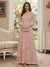 A-Line/Princess V-Neck 3/4 Sleeves Floor-Length Mother of the Bride Dresses with Lace & Applique