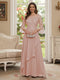 A-Line/Princess V-Neck 3/4 Sleeves Floor-Length Mother of the Bride Dresses with Lace & Applique