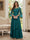 A-Line/Princess V-Neck 3/4 Sleeves Floor-Length Mother of the Bride Dresses with Lace & Applique