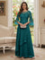 A-Line/Princess V-Neck 3/4 Sleeves Floor-Length Mother of the Bride Dresses with Lace & Applique
