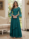 A-Line/Princess V-Neck 3/4 Sleeves Floor-Length Mother of the Bride Dresses with Lace & Applique