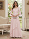 A-Line/Princess V-Neck 3/4 Sleeves Floor-Length Mother of the Bride Dresses with Lace & Applique