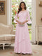 A-Line/Princess V-Neck 3/4 Sleeves Floor-Length Mother of the Bride Dresses with Lace & Applique