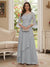 A-Line/Princess V-Neck 3/4 Sleeves Floor-Length Mother of the Bride Dresses with Lace & Applique