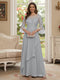A-Line/Princess V-Neck 3/4 Sleeves Floor-Length Mother of the Bride Dresses with Lace & Applique