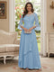A-Line/Princess V-Neck 3/4 Sleeves Floor-Length Mother of the Bride Dresses with Lace & Applique