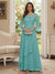 A-Line/Princess V-Neck 3/4 Sleeves Floor-Length Mother of the Bride Dresses with Lace & Applique