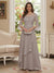 A-Line/Princess V-Neck 3/4 Sleeves Floor-Length Mother of the Bride Dresses with Lace & Applique