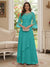 A-Line/Princess V-Neck 3/4 Sleeves Floor-Length Mother of the Bride Dresses with Lace & Applique