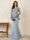 Sheath/Column Scoop Long Sleeves Floor-Length Mother of the Bride Dresses with Rhinestone