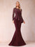 Sheath/Column Scoop Long Sleeves Floor-Length Mother of the Bride Dresses with Rhinestone