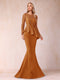 Sheath/Column Scoop Long Sleeves Floor-Length Mother of the Bride Dresses with Rhinestone