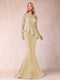 Sheath/Column Scoop Long Sleeves Floor-Length Mother of the Bride Dresses with Rhinestone