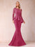 Sheath/Column Scoop Long Sleeves Floor-Length Mother of the Bride Dresses with Rhinestone