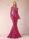Sheath/Column Scoop Long Sleeves Floor-Length Mother of the Bride Dresses with Rhinestone