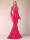 Sheath/Column Scoop Long Sleeves Floor-Length Mother of the Bride Dresses with Rhinestone