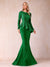 Sheath/Column Scoop Long Sleeves Floor-Length Mother of the Bride Dresses with Rhinestone