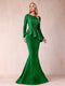 Sheath/Column Scoop Long Sleeves Floor-Length Mother of the Bride Dresses with Rhinestone