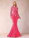Sheath/Column Scoop Long Sleeves Floor-Length Mother of the Bride Dresses with Rhinestone