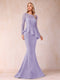 Sheath/Column Scoop Long Sleeves Floor-Length Mother of the Bride Dresses with Rhinestone