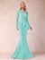 Sheath/Column Scoop Long Sleeves Floor-Length Mother of the Bride Dresses with Rhinestone