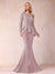 Sheath/Column Scoop Long Sleeves Floor-Length Mother of the Bride Dresses with Rhinestone