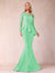 Sheath/Column Scoop Long Sleeves Floor-Length Mother of the Bride Dresses with Rhinestone