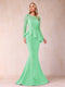Sheath/Column Scoop Long Sleeves Floor-Length Mother of the Bride Dresses with Rhinestone