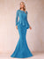 Sheath/Column Scoop Long Sleeves Floor-Length Mother of the Bride Dresses with Rhinestone