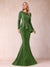 Sheath/Column Scoop Long Sleeves Floor-Length Mother of the Bride Dresses with Rhinestone