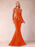 Sheath/Column Scoop Long Sleeves Floor-Length Mother of the Bride Dresses with Rhinestone