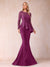 Sheath/Column Scoop Long Sleeves Floor-Length Mother of the Bride Dresses with Rhinestone
