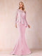 Sheath/Column Scoop Long Sleeves Floor-Length Mother of the Bride Dresses with Rhinestone