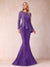 Sheath/Column Scoop Long Sleeves Floor-Length Mother of the Bride Dresses with Rhinestone