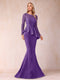 Sheath/Column Scoop Long Sleeves Floor-Length Mother of the Bride Dresses with Rhinestone